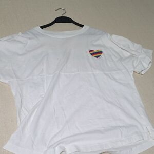 White Kids Shirt with Rainbow Heart